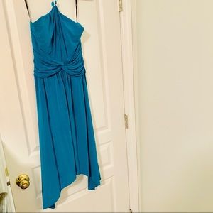 Teal dress with beaded halter tie